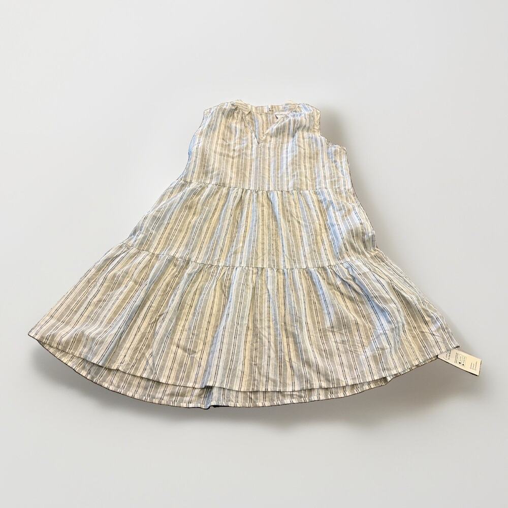 Cupshe Womens White Gray Striped V Neck Sleeveless Dress 100% Cotton Size L NWT